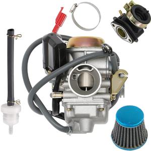 PD24J GY6 150cc Carburetor Compatible for Moped ATV Go Kart Scooter 125cc 150cc 4-Stroke 150cc Engine Kazuma Taotao Roketa SunL Baja Eagle Chinese Go Kart GY6 Carb with Air Fuel Filter