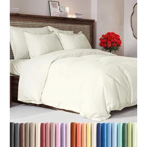 Duvet Cover Full Size Set - Extra Soft Full Duvet Cover 80" x 90" with 2 Pillow Shams - Hotel Luxury, Easy Care and Fade Free w/ Zipper Closures & Ties - All Season, Comfy, Cozy & Breathable (Ivory)