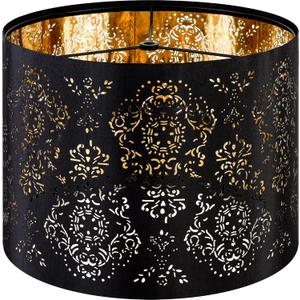 GO&SO Black Lamp Shades For Table Lamps, 13" Top x 13" Bottom x 10" High(Spider), Industrial Laser Floral Medium Drum Lampshades, Replacement Living Room Floor Lamp Shade Home Decro, Assembly Required