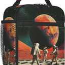 Reusable Astronaut Lunch Box for Kids Girls Boys Women Adult, Insulated Moon Space Cosmic Lunch Bag,Polyester Cooler Handbags Case for School Picnic Work Travel Beach or Hiking
