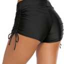 Bonneuitbebe Women's Swim Shorts High Waist Swimsuit Bottoms Adjustable Side Tie Bathing Suit Boyshorts Bikini Board Shorts (Medium, Black)