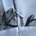 LOZ Womens Summer Dresses 2025 Blue Floral Puff Short Sleeve V-Neck Belt Midi Dress Fashion A-Line Wedding Guest Dresses (Blue, M)