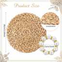 50 Set 13 Inch Round Woven Placemats with Pearl & Rhinestone Napkin Rings