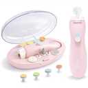 Fansidi Rechargeable Baby Nail Trimmer with Stepless Speed Control, Safe Electric Baby Nail File for Newborns, Infants & Toddlers, 8100RPM, LED Light, Dust Shield, Adult Nail Care Set,Warm Blush Pink