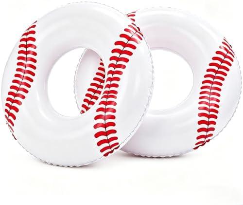 2Pcs Large Inflatable Pool Float for Adults Baseball Soccer Sports Swim Rings Swimming Pool Tubes for Teens Summer Beach Themed Party
