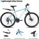 HILAND 26 27.5 Inch Mountain Bike, Mens and Womens Aluminum Frame MTB with 21 Speeds, Dis Brake, Hardtail Bicycle for Adults