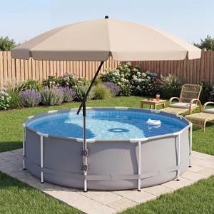 Cinnvoice 7.5ft Above Ground Pool Umbrella with Clamp, Outdoor Pool Sunshade for Oval Rectangular Swimming Pools, UPF 50+ UV Protection, Adjustable Poolside Umbrella for Patio Outdoors(Beige)