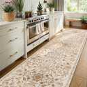 OJIA Runners for Hallways Kitchen Runner Rug Non Slip 2'6"x10', Long Washable Rugs with Rubber Backing Boho Soft Low Pile Floral Carpet Runner for Laundry Bedroom Bathroom Fall Home Decor (Beige Brown)