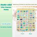 PACMAXI Hanging Sticker Display Organizer, Double-Sided 80 Pocket Sticker Storage, Portable Wall-Hanging Sticker Holder for Vendors, Collectors, and Crafters (Beige)