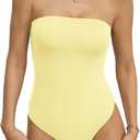 EasyGala Womens Double Lined Strapless Bodysuits Tube Tops Sexy Non-Padded Bandeau Tops Summer Going Out Thong Bodysuits Backless Tank Top Y2K Fashion Clothes, L