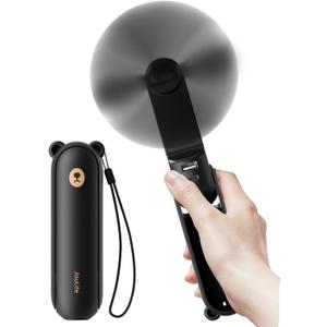 JISULIFE Handheld Fan with 4500 mAh Powerbank Max 37 Hours Runtime, Pocket Portable Battery Operated or USB Powered Folding Personal Fan, 3 Speeds, Gifts for Women Men Kids Gift for Festival(Black)