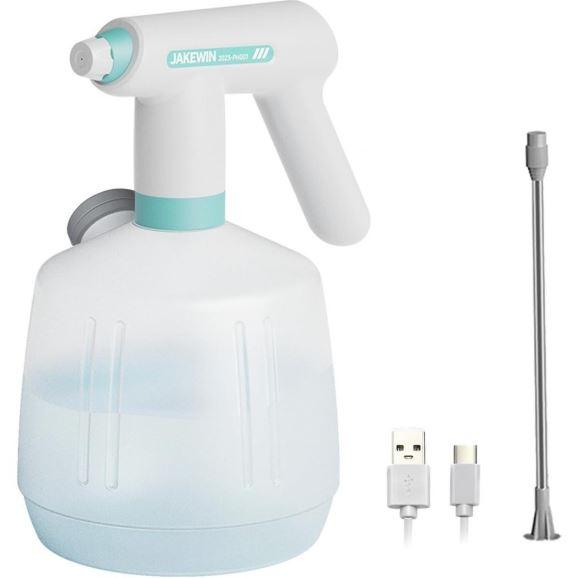 Electric Spray Bottle Automatic Plant Mister 1.8L Rechargeable Battery Powered Sprayer Continuous Spray Bottle,Pump Sprayer, Indoor Watering Can for Plants White