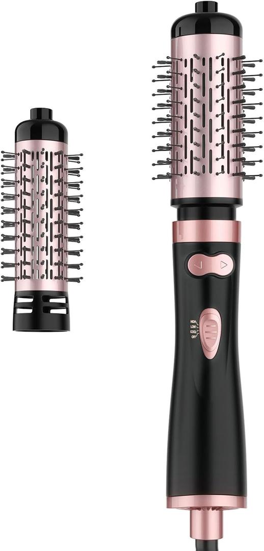WEEYUM Rotating Blow Dryer Brush - Spin Hair Dryer with 2 Interchangeable Brushes (1.5" & 2"), 3-in-1 Hot Air Spin Brush Set for Hair Volumizing/Drying/Straightening/Curling