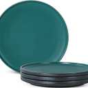 Ceramic Dinner Plates, 10.25 Inch Flat Dish Set for 4, Perfect for Family and Entertaining, Microwave & Dishwasher Safe, Dinner Dishes for Steak, Sandwiches, Pizza, Pasta, Modern Green