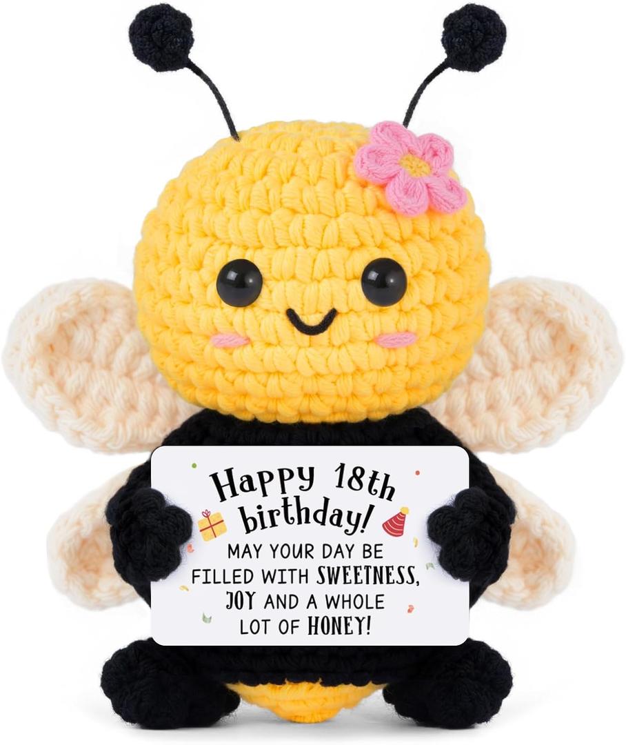Mini 18th Birthday Gifts for Her, Mini Cute Bee Gifts for 18 Year Old Daughter Son Adult Sister Friend Classmate, Home Collectible Decor