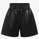 QIANXIZHAN Women's Leather Shorts, Faux High Waisted Wide Leg Sexy Shorts SP, 2XL