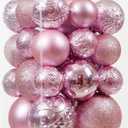 Christmas Ball Ornaments - 30pcs Shatterproof Christmas Ornaments Set Plastic Hanging Christmas Decorations for Xmas Tree Holiday Party Decor, 6 Styles in 4 Sizes (Pink)