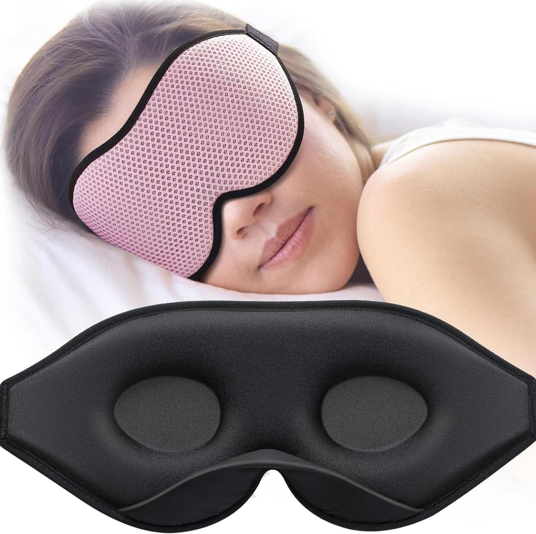 MABAO Sleep Mask for Side Sleeper, Eye Mask for Sleeping Women Men, 3D Contoured Cup No Eye Pressure 100% Light Blocking Sleeping Mask with Adjustable Strap Night Blindfold Flight, Travel, Nap, Pink (Pink (Small Size))