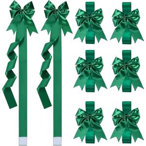 Christmas Cabinet Bows for Kitchen, Red Large Christmas Ribbons Bows for Cabinet Door Kitchen Home Wall Furniture Party Decorations Xmas Gifts (8, Green)