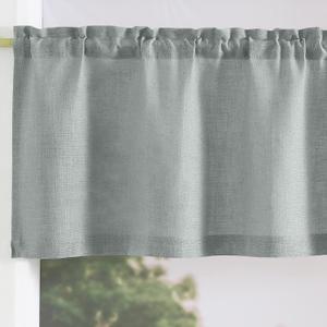 jinchan Linen Valance for Kitchen Living Room Rod Pocket Small Window Curtain Flax Linen Textured Valance Curtain Blue Haze Farmhouse Country Rustic Window Treatment Semi-Sheer 1 Panel 18 Inch
