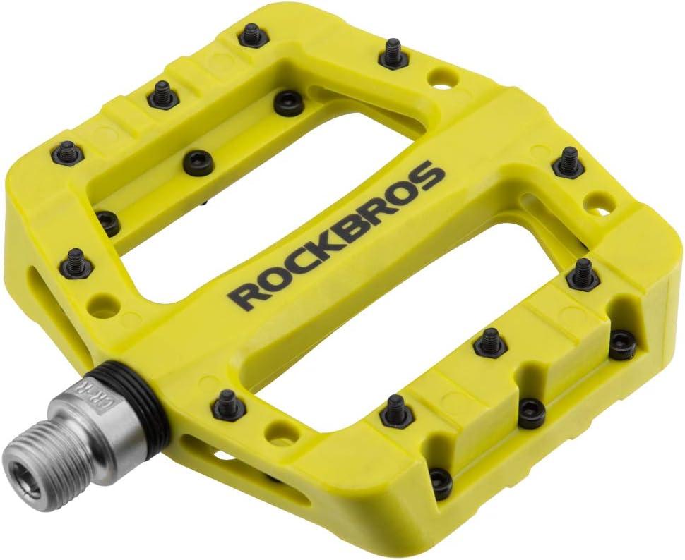 ROCKBROS MTB Pedals Mountain Bike Pedals Lightweight Nylon Fiber Bicycle Platform Pedals for BMX MTB 9/16" 2 Packs