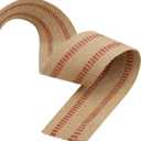 KEILEOHO 3.5 Inches x 33 Yards Upholstery/Craft Jute Webbing, Natural Chair Webbing with Red Stripes, Burlap Fabric Webbing Tape for Craft, Decoration, Furniture Repair