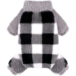 Turtleneck Dog Pajamas for Small Dogs, Fleece Puppy Sweater, Winter Cute Tiny Pet Clothes Pet Jumpsuits Chihuahua Yorkie Puppy Cat Clothes (Small, Gray Plaid) (Grey)