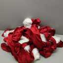 Thyle 10 Pcs Christmas Burgundy Red Velvet Chair Sashes 6 x 108 Inch Large Red Bows Chair Cover with White Fluff Decoration for Xmas Wedding Event Holiday Banquet Party