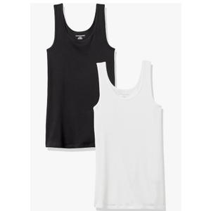 Amazon Essentials Women's Slim-Fit Tank Top, Pack of 2 Black and White XL