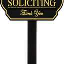 No Soliciting Sign with Stake for Yard Collocation Self Adhesive Door Sign Private Drive No Trespassing Garden Plaque Heavy Duty Weather Resistance for House with Stake(12 x 7.5 Inch,Gold)