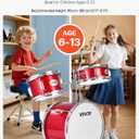 VEVOR Kids Drum Set, 3-Piece 14 in Junior Drum Sets, Beginner Drums Set with Adjustable Throne, Cymbal & Two Pairs of Drumsticks, Musical Learning Drums Instruments Kit, for Children Ages 6-13 (Red)