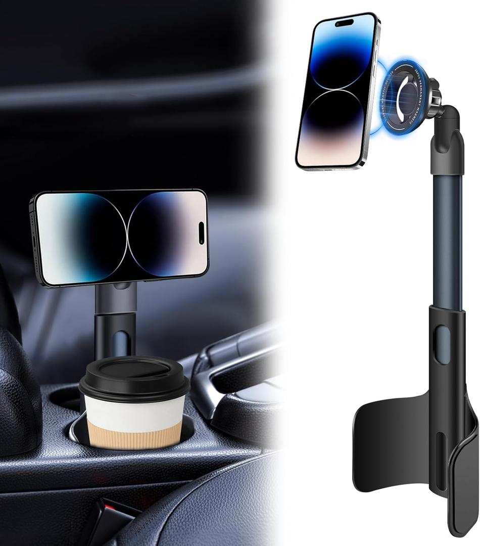 REYGEAK for Magsafe Cup Holder Phone Mount, 2 in 1 Car Cup Holder Expander, Magnetic Phone Cup Holder, Multifunctional Cup Stand Phone Holder fit for iPhone 15 14 13 12 Pro/Pro Max Series