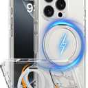 COOLQO for iPhone 16 Pro Max Case, Compatible with MagSafe, 360° Magnetic Ring Holder Silver Stand