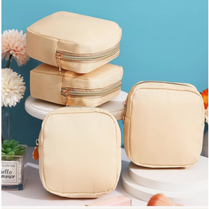 Kacctyen 12 Pcs Mini Makeup Bag Nylon Small Pouch for Purse Mini Square Nylon Pouch with Zipper Small Cosmetic Travel Makeup Bag Purse Organizer for Women (White Color,Translucent)