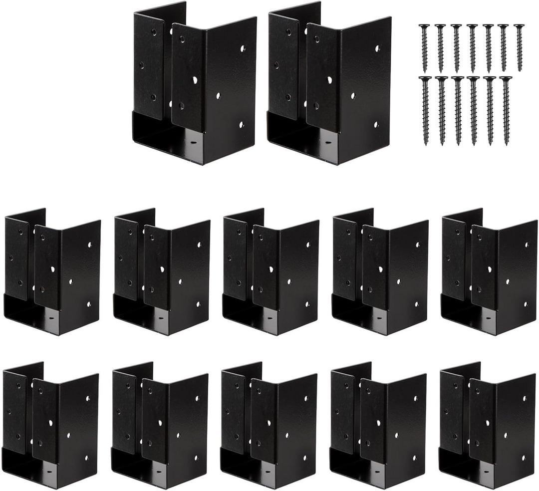 Gawicpy Concealed Joist Hangers, (12PCS), 4"x6", with Screws, Outdoor Trim Concealed Flanges, for Beam,Swing, Handrail,Fence (12, 4"x6")