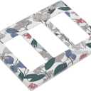 Decorative Outlet Covers Boho Green Leaf Floral Combination 3 Gang Wall Plate Triple Rocker Decora Light Switch Cover Plate Jumbo Electrical GFCI Switch Plate Cover for Bathroom Kitchen Decor (3-Gang Rocker /6.38 x 4.49 IN, Boho Floral Blue Magnolia/Red Hydrangea)