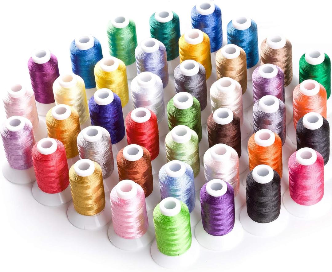 Simthread 40 Colors 40 Weight Polyester Embroidery Machine Thread Kit 550Y(500M) Compatible with Brother Babylock Janome Singer Husqvarna Bernina Embroidery and Sewing Machines