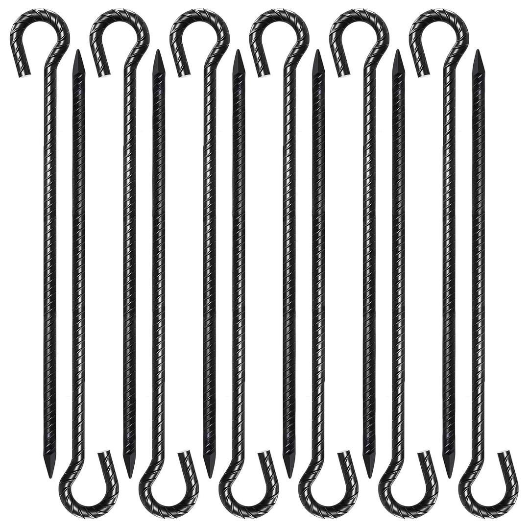 18 Inch Rebar Stakes 1/2" Diameter 12 Pack Heavy Duty Tent Stakes with Loop