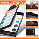 1 Pcs 11 x 17 Inch Aluminum Clipboard with Storage Metal Clipboard High Capacity Clip for Student Teacher Nurse, Black