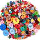 Greentime 1500 pcs Round Resin Buttons Mixed Color Assorted Sizes for Crafts Sewing DIY Manual Button Painting DIY Handmade Ornament Buttons Easter Egg Fillers Decorative, 2 Holes and 4 Holes