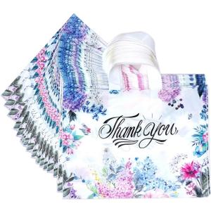 YEEYOGO Plastic Gift BagTatane 50 Pcs Thank You Gift Bag,Merchandise Bags,Plastic Bags for Boutique,Gift,Grocery,Clothing,Size:15 X 12 X 3 Inches,2.8 Mil,(Flower)