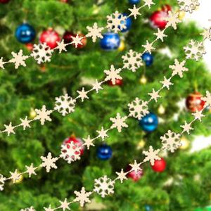 Boao Snowflake Garland for Christmas Tree Ornaments Winter Plastic Snowflake Hanging Ornaments for Christmas Tree Decorations Baby Shower Party Supplies Wedding(10 Meters,Champagne Gold)