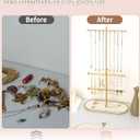 Jenseits Gold Jewelry Organizer Stand with Ceramic Tray  Cute Jewelry Holder for Necklaces, Earrings, Rings & Bracelets, Decorative Jewelry Display for Vanity Dresser, Great Gift for Women & Girls