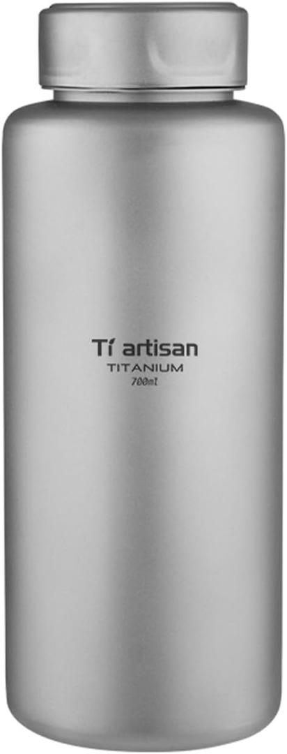 Titanium Water Bottle Sports Bottle 700ml, Ultralight Wide Mouth Titanium Bottle Durable Leakproof for Outdoor Camping Hiking (23.67fl Oz)