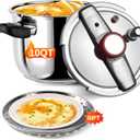 Pressure Cooker 10 QT, Stainess Steel Pressure Canner 10 Quart, Explosion-Proof Cookware, Rotating Lock/Unlock Lid, One-handed lid opening, Thickened Silicone Ring And Anti-scald Handle, Silver (10 Quarts)