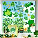 St.Patrick's Day Window Clings, Green Shamrock Window Decals Double-Sided Irish St Patricks Day Decorations Glass Clings for Home School Office Classroom Decor