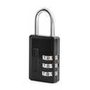 Master Lock Black Combination Padlock, Indoor Gym Locker Lock with Customizable 3-Digit Code for Luggage, Backpacks, Cabinets, 647D