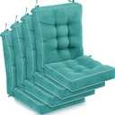 Juexica 4 Sets Outdoor Patio Cushions High Back Outdoor Chair Cushions Rocking Cushion Waterproof Indoor Patio Fastness Chair Pads with Ties for Seasonal Indoor Home Office(Teal,16 x 16 x 3.5)