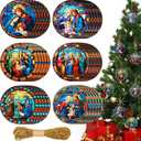 Riceshoot 30 Pieces Christmas Nativity Scene Ornaments for Christmas Tree Acrylic Jesus Nativity Ornament Christian Religious Double Sided Hanging Decor with Ropes for Xmas Tree Gifts(Retro Style)