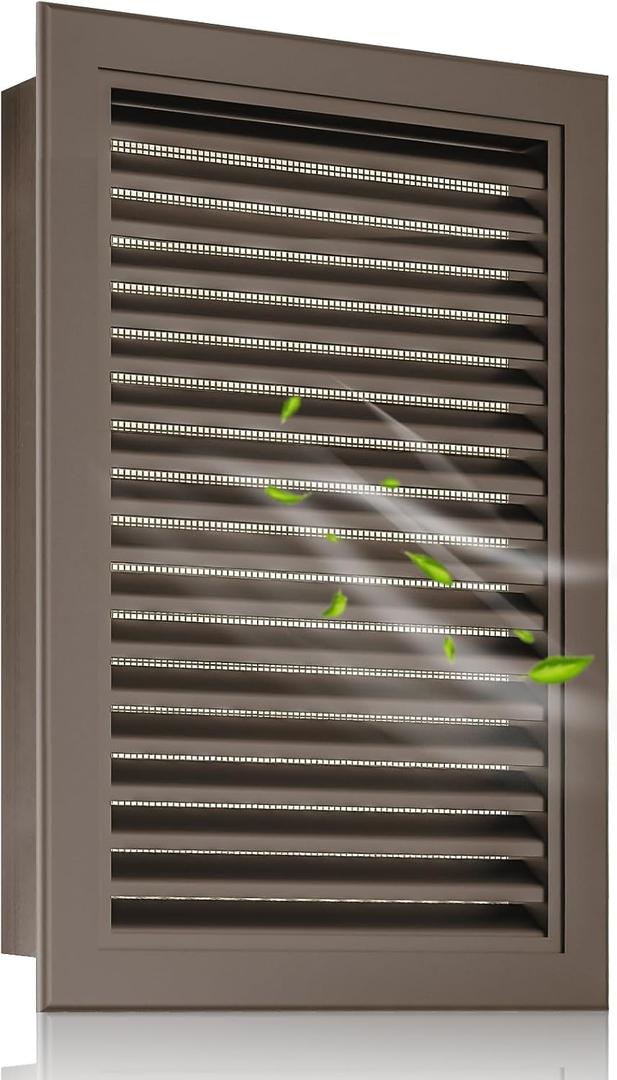 14"x20" Aluminum Gable Vent with Screen Shed and Attic Vent for Walls, Doors, and Containers Exterior Louvered Vent with 12"x18" Opening Sleek and Sturdy Brown